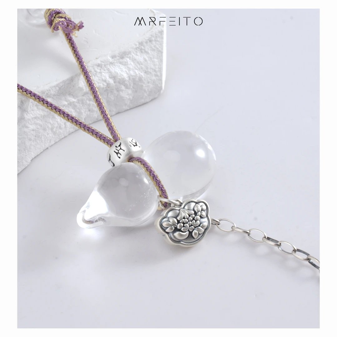 非金属仿水晶项链 MRFEITO水晶925银葫芦项链H1XL02X32148