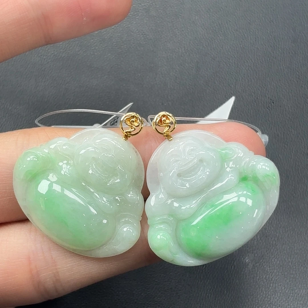 翡翠18K金镶嵌颈饰佛公多样性发一