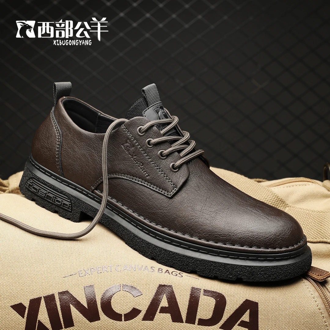 西部公羊【保正正品】工厂直发休闲手工皮鞋男工作商务男鞋软底软面