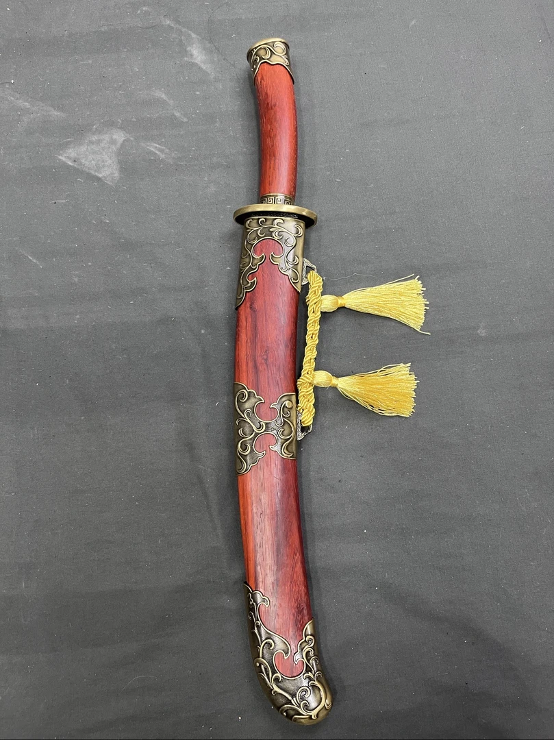 【红木唐草清刀】一体龙骨锰钢红木鞘锌合金装具冷兵器已备案未开刃