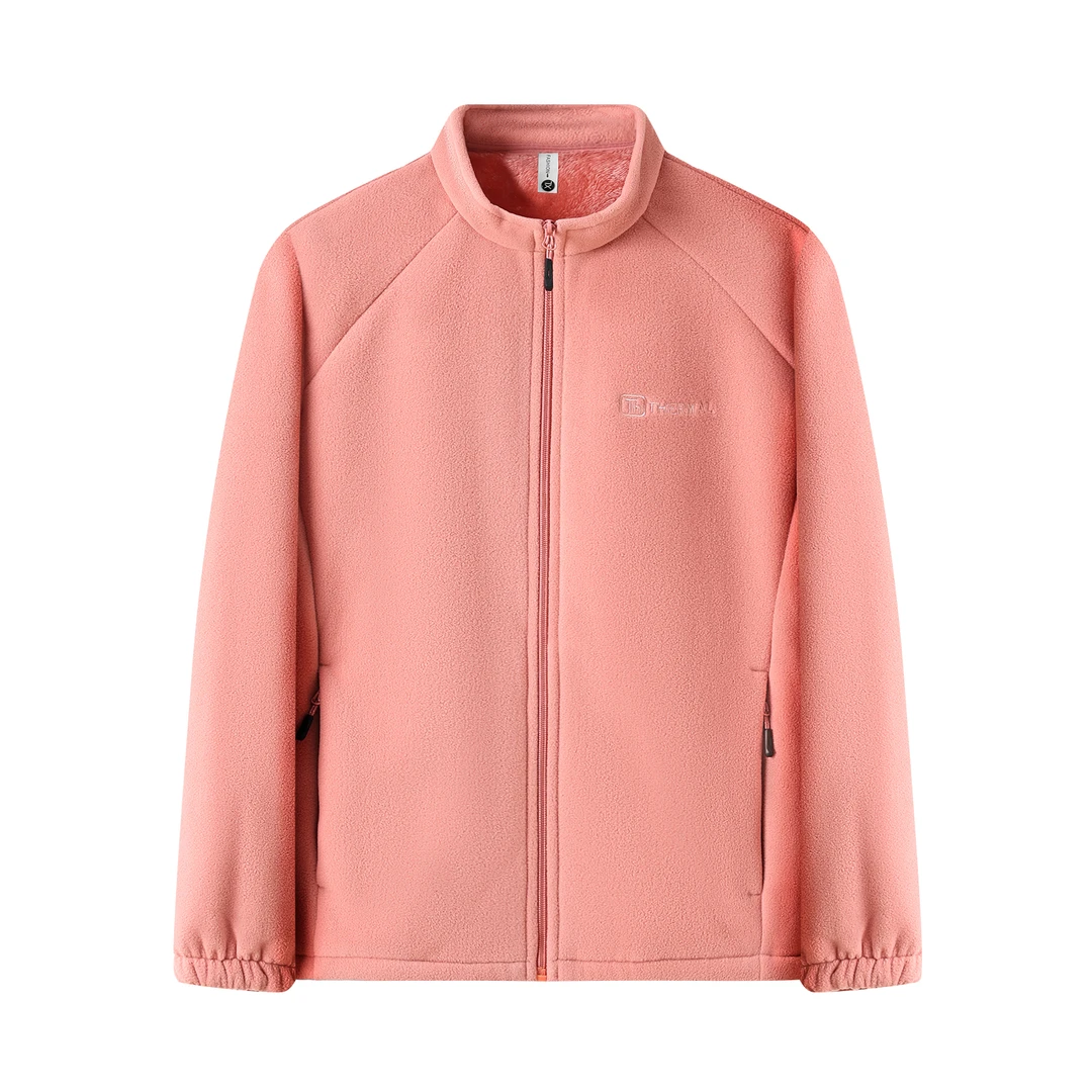 女款加绒加厚摇粒绒外套开衫秋冬款户外休闲立领