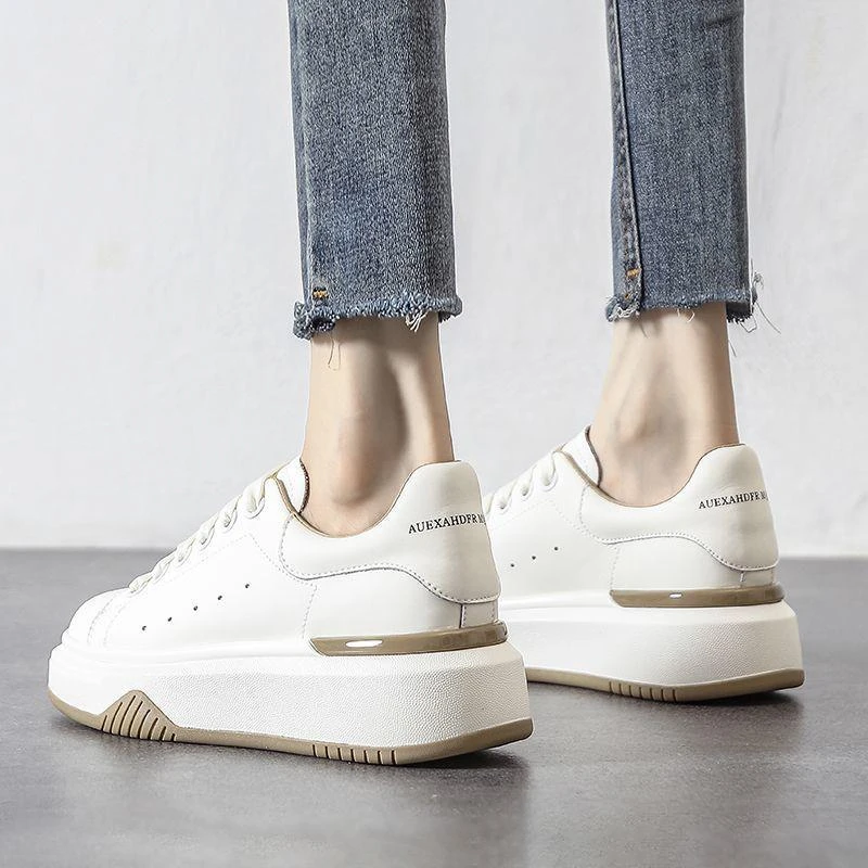 真皮小白鞋女2025春季新款厚底增高休闲运动鞋爆款麦昆百搭板鞋潮