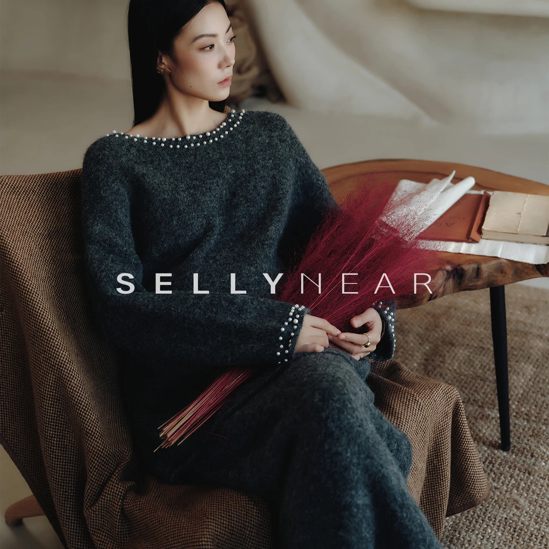 SELLYNEAR孕妈高级感穿搭套装冬季新款时尚珍珠毛衣半身裙两件套