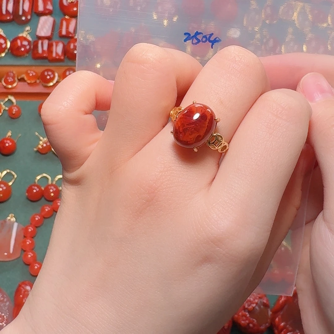 南红玛瑙银S925镶嵌6+