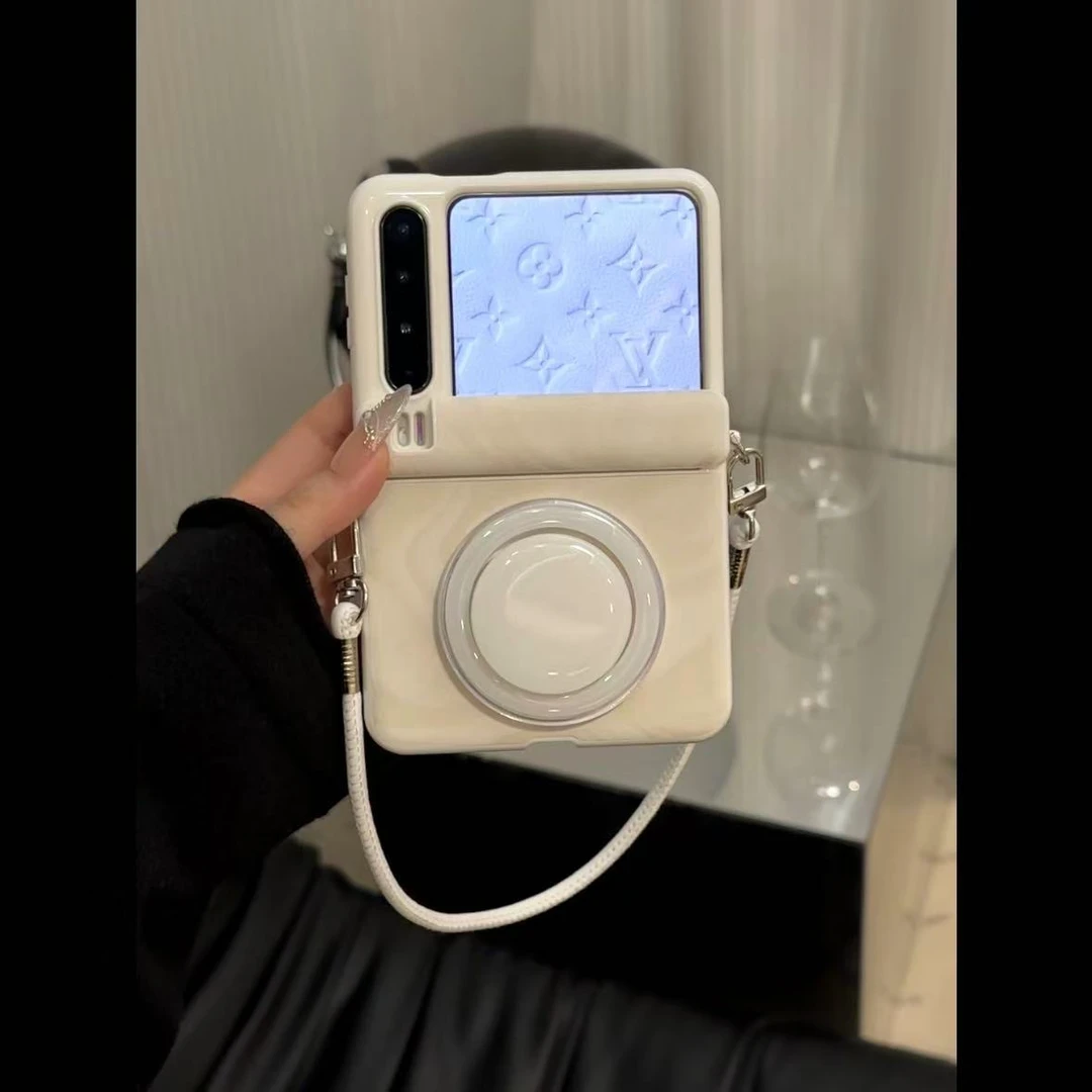 简约高级感白色皮纹中轴磁吸支架华为PuraX折叠屏保护防摔手机壳