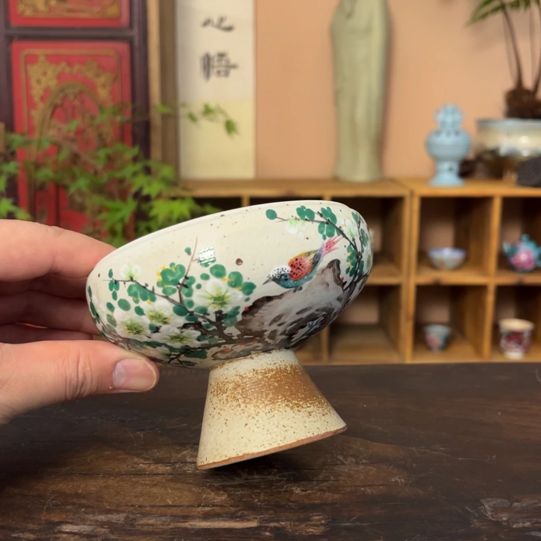 杯柴烧纯手工手绘陶瓷