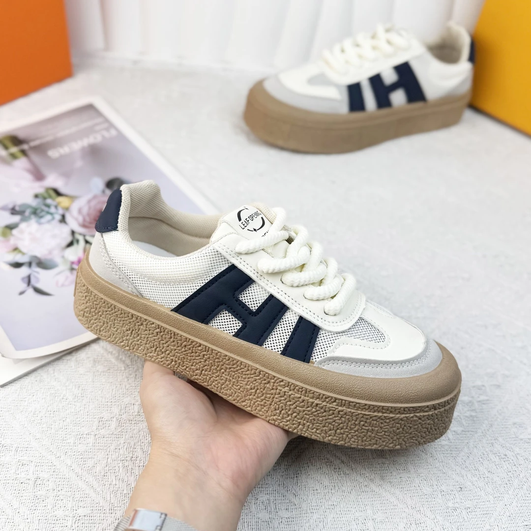 休闲板鞋女夏季网面透气厚底德训时尚百搭学生运动运动鞋子D-21