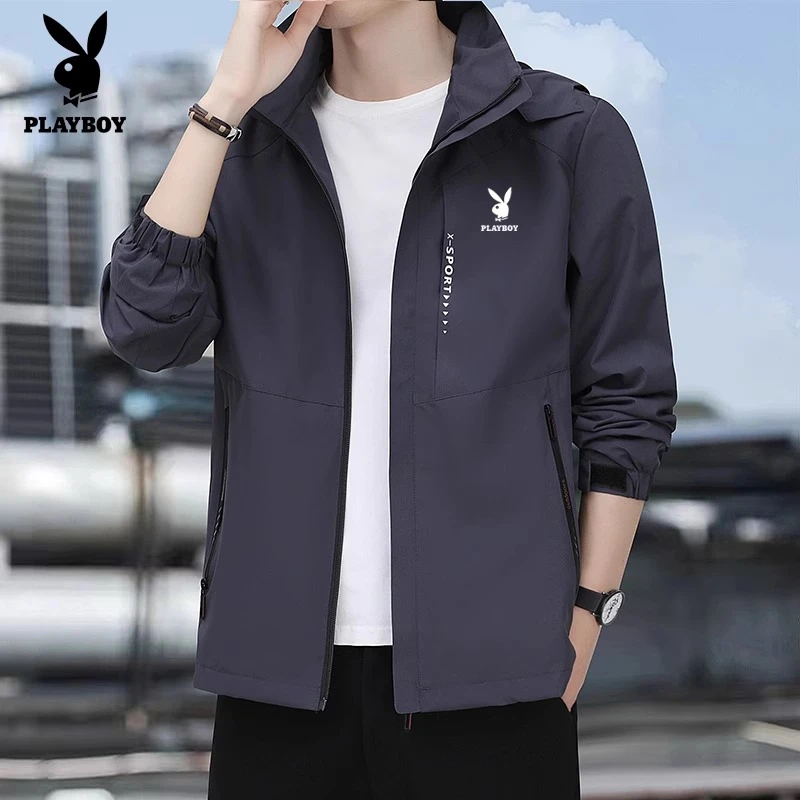 花花公子冲锋衣男春秋季新款防风防水户外休闲运动外套男夹克大码