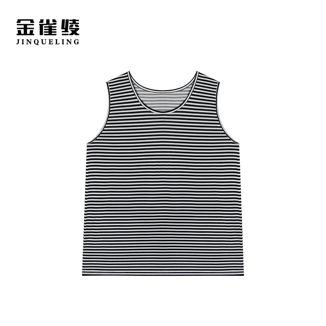 金雀绫【条纹背心】100桑蚕丝时尚条纹显瘦背心SZAKSZWB17