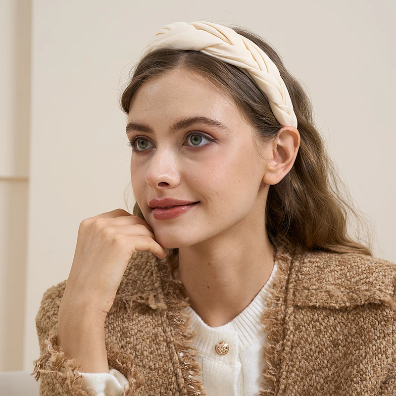 布艺时尚麻花辫发箍纯色秋冬气质百搭头箍高颅顶发饰外出气质发卡
