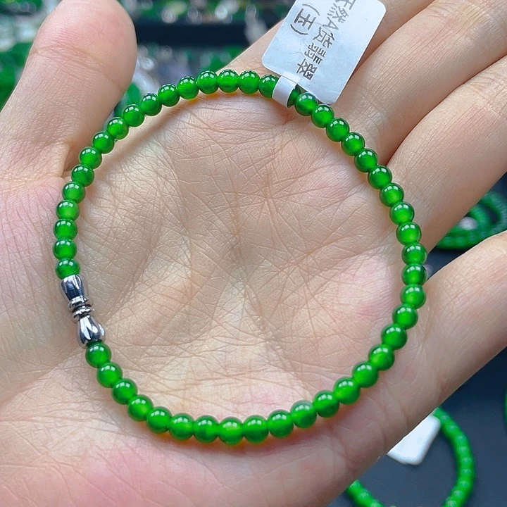 未镶嵌手链翡翠天然A货翡翠 高冰阳绿4
