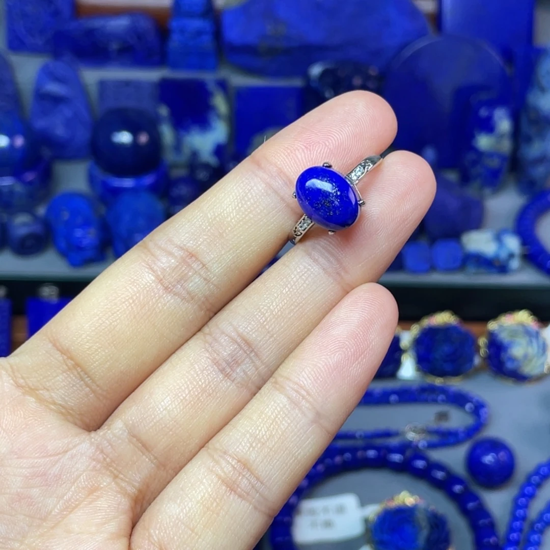 青金石银S925镶嵌戒指（可调节）