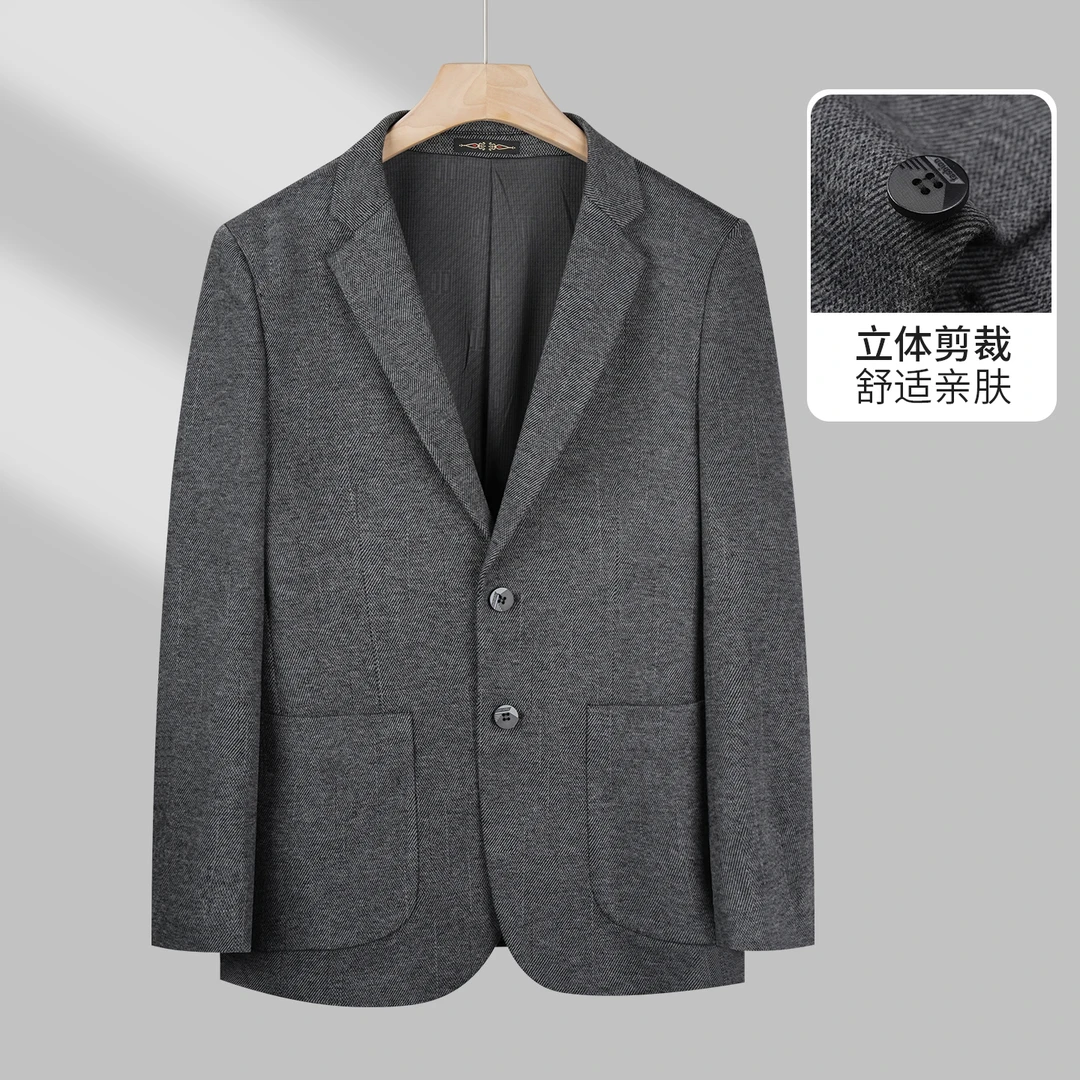秋装男士毛呢休闲西服外套呢子时尚潮流西装中年爸爸西装【6619】