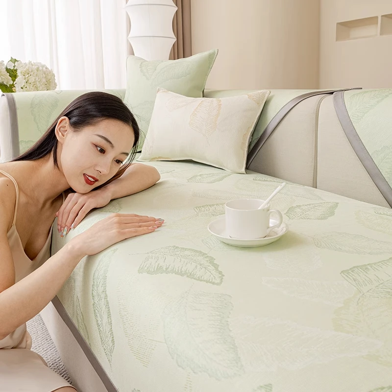 奶油风沙发凉席坐垫夏季凉感防滑可水洗冰垫盖布夏天款冰丝沙发垫