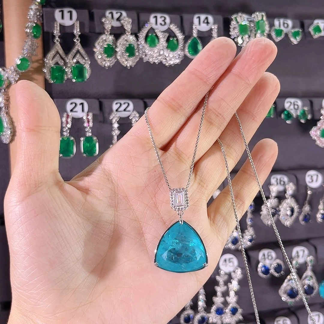 颈饰银S925镶嵌碧玺