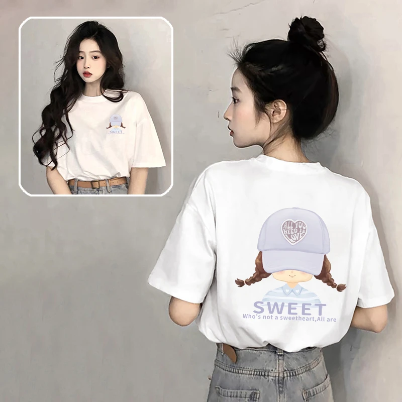 白色短袖t恤女夏季纯棉2025新款爆款宽松半袖上衣大码显瘦打底衫