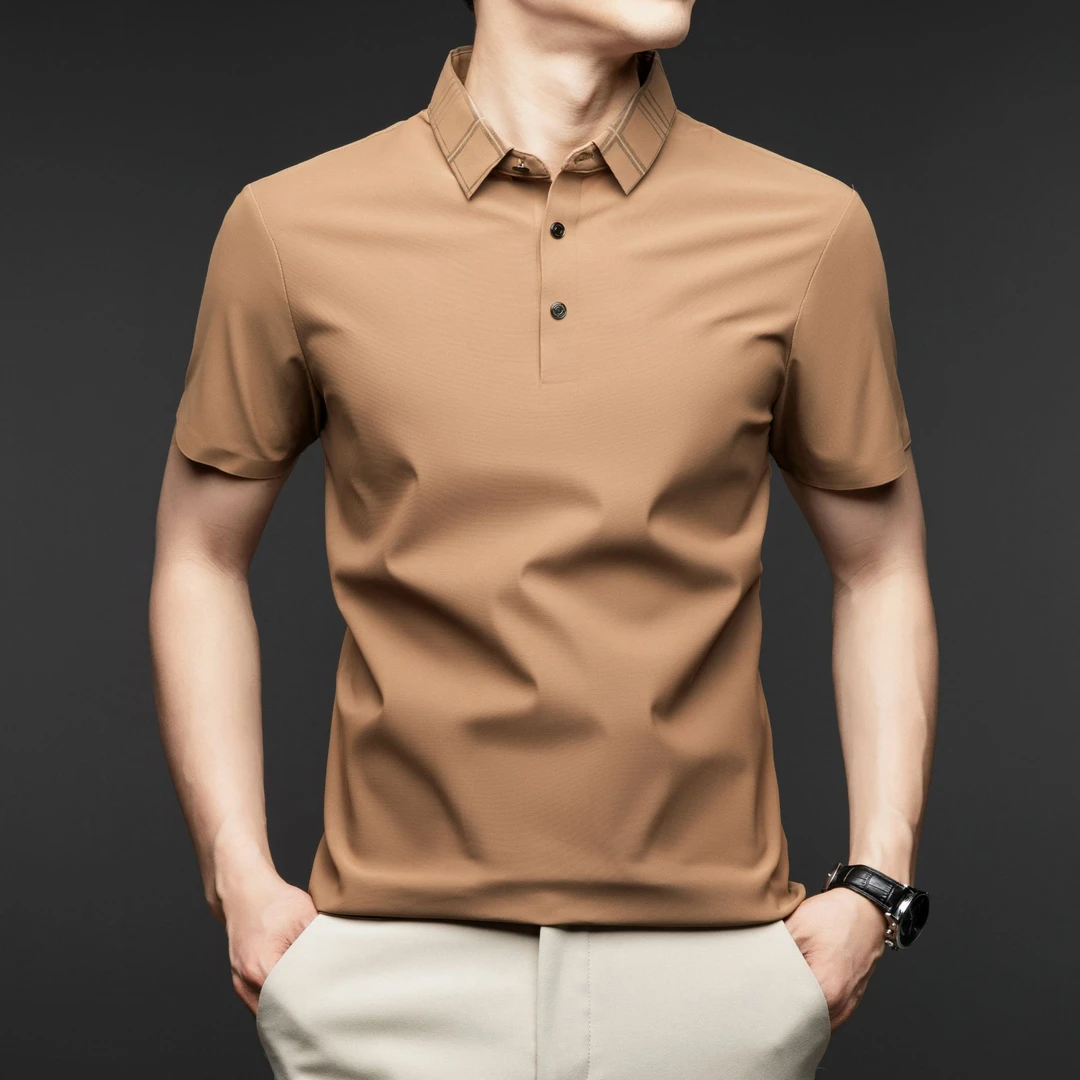男士夏季商务POLO衫短袖透气舒适高端清爽纯色百搭商务休闲运动