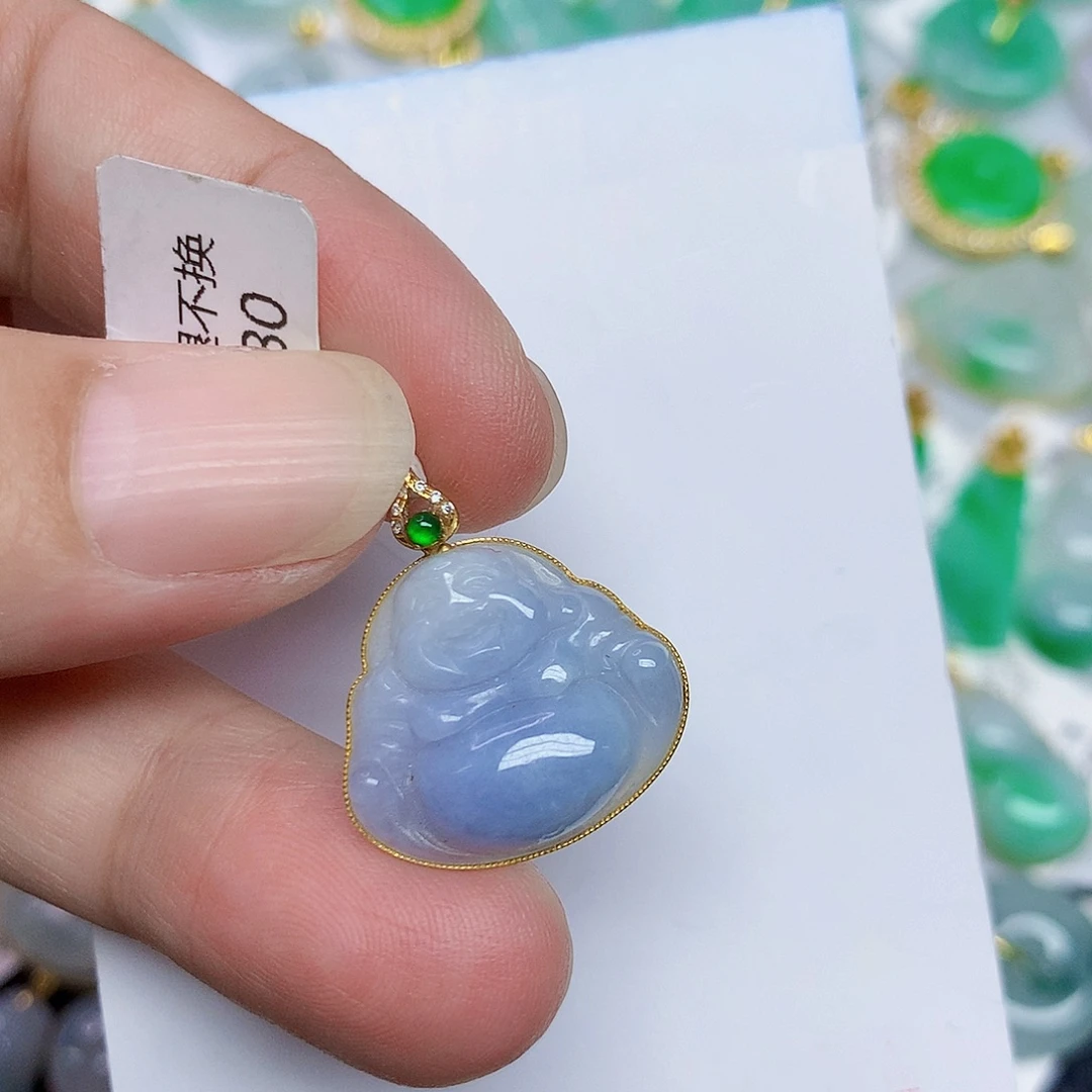 翡翠18K金镶嵌颈饰258974