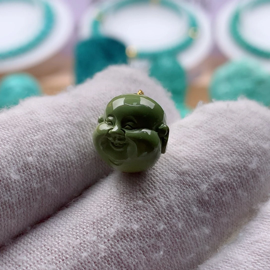 绿松石弥勒佛头未镶嵌