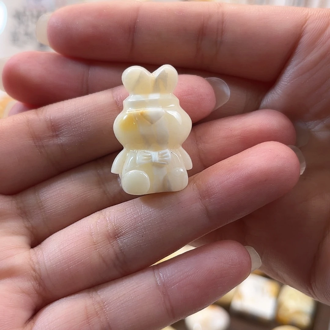 琥珀颈饰未镶嵌绅士兔 漏价！满瓷白蜜蜡立体可爱小兔子吊坠