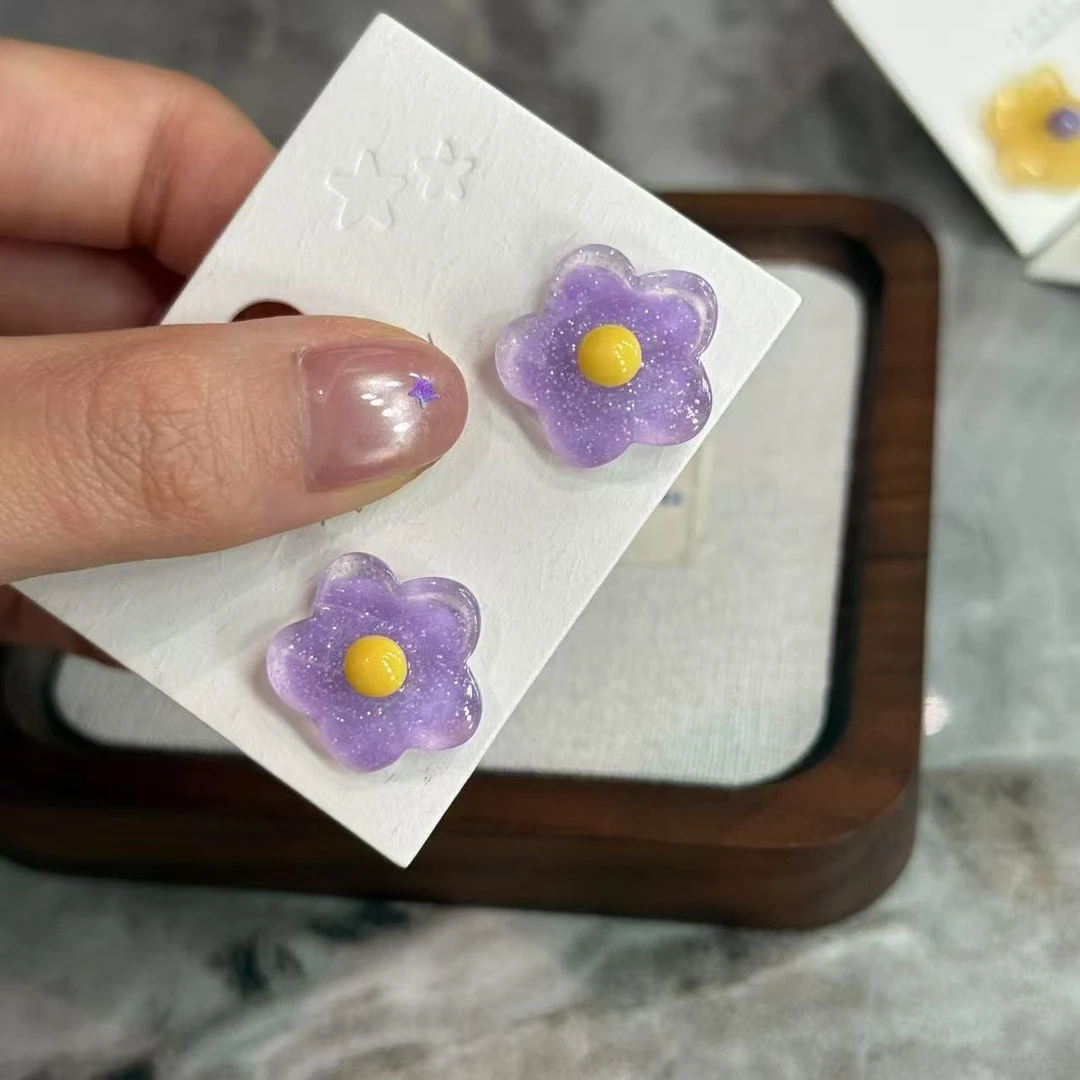 铜合金耳饰  BIBI【香芋鸡蛋花】耳针EH186