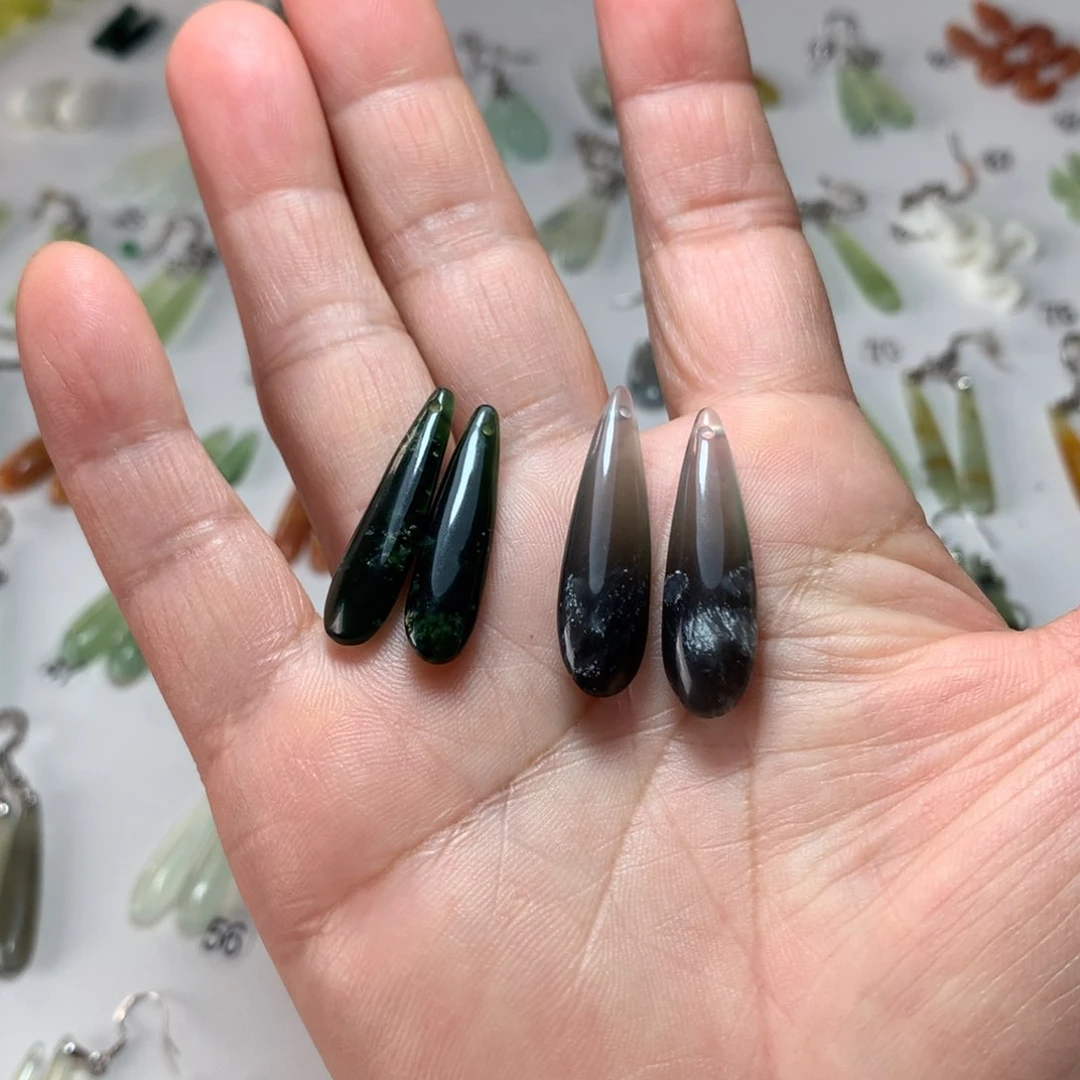 蛇纹石玉耳环未镶嵌耶***耶