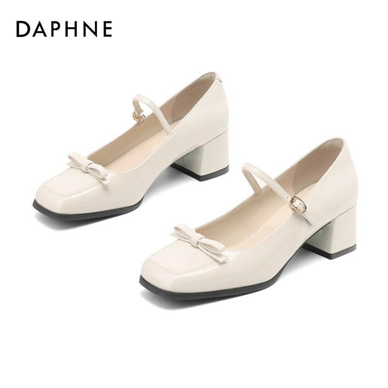 Daphne/达芙妮2025秋冬新款厚底软底休闲百搭时尚粗跟圆头单鞋