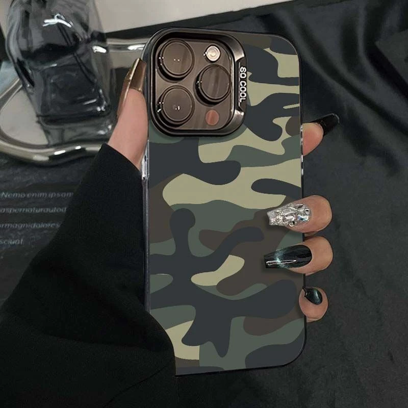 撞色元气迷彩图案适用苹果16手机壳iphone15华为小米vivo防14/13