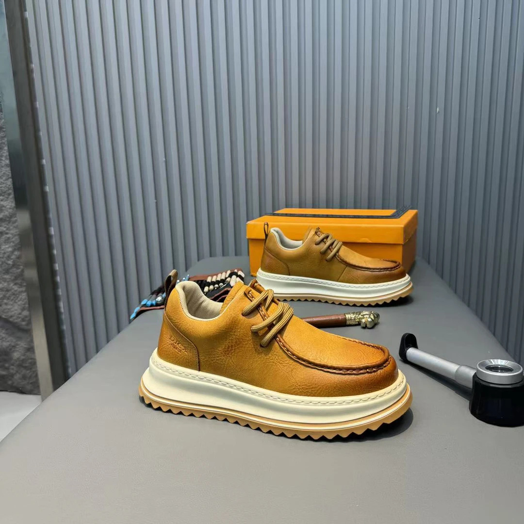 秋冬新款男士厚底增高加绒单鞋潮流鞋子保暖时尚潮鞋男鞋