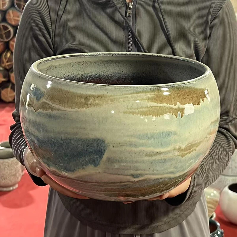083高端宜兴紫砂花盆陶瓷大号清仓高19口24