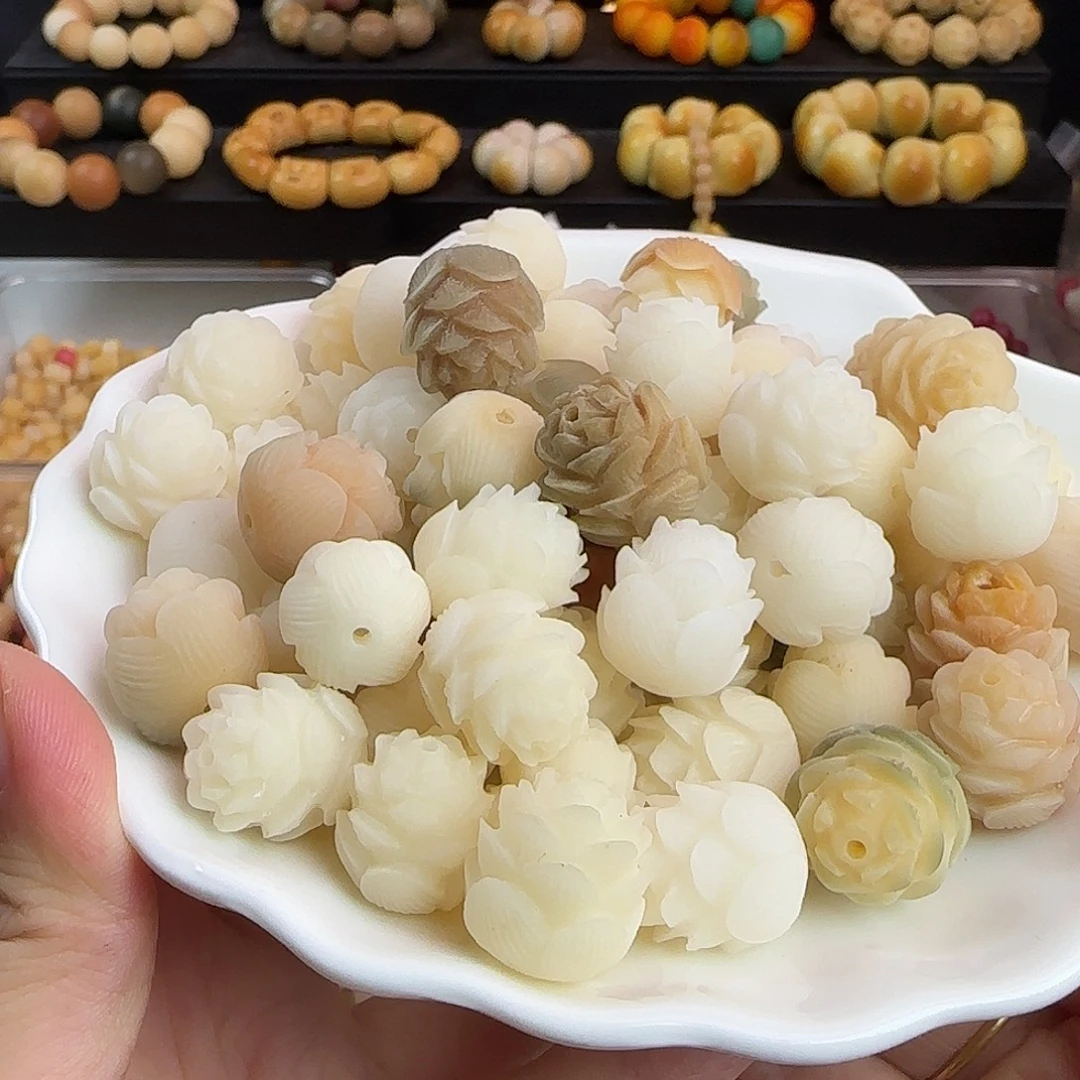 菩提根/象牙果手串瑕疵卡16-18大莲花100颗批发不挑瑕疵