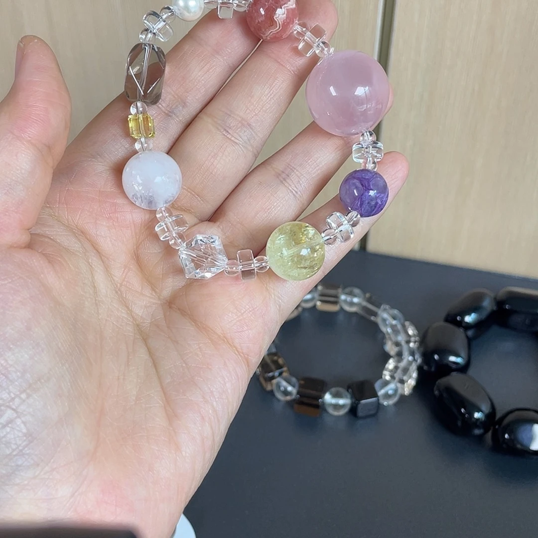 未镶嵌手串水晶手串粉水球球多宝