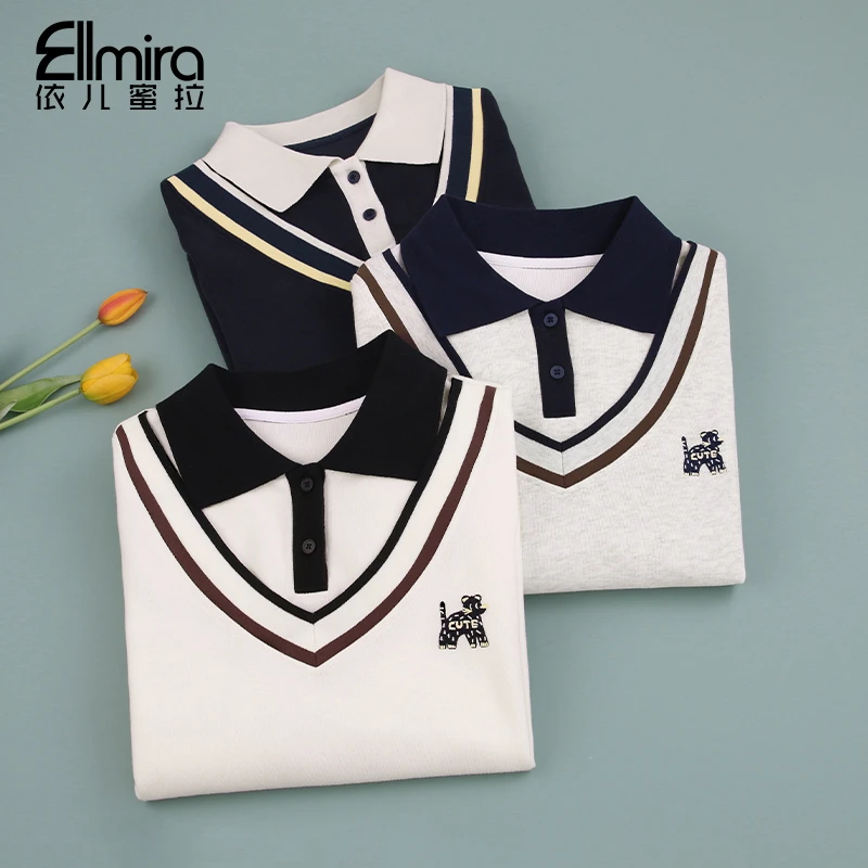 【二店】9408女童卫衣秋款儿童上衣学院翻领假两件女孩大童童装学生