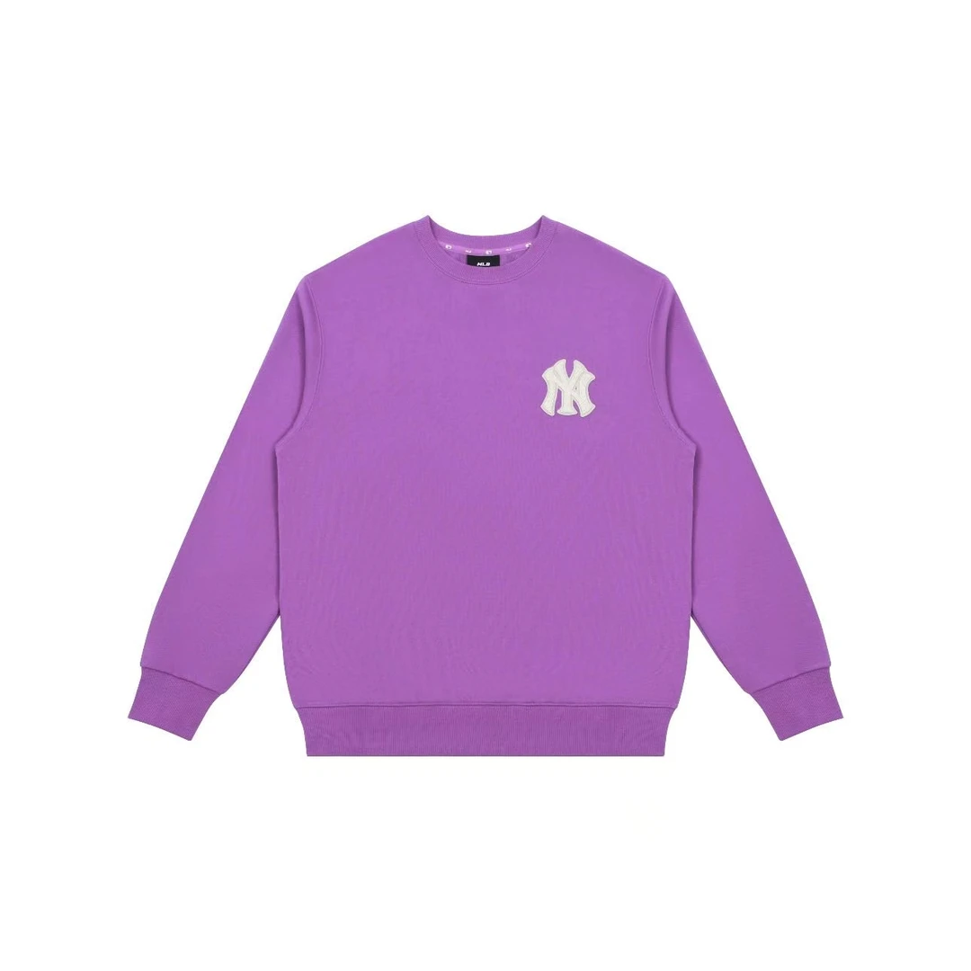 MLB新款NY大标老花圆领套头卫衣 男女同款紫色女款时尚3AMTM0114