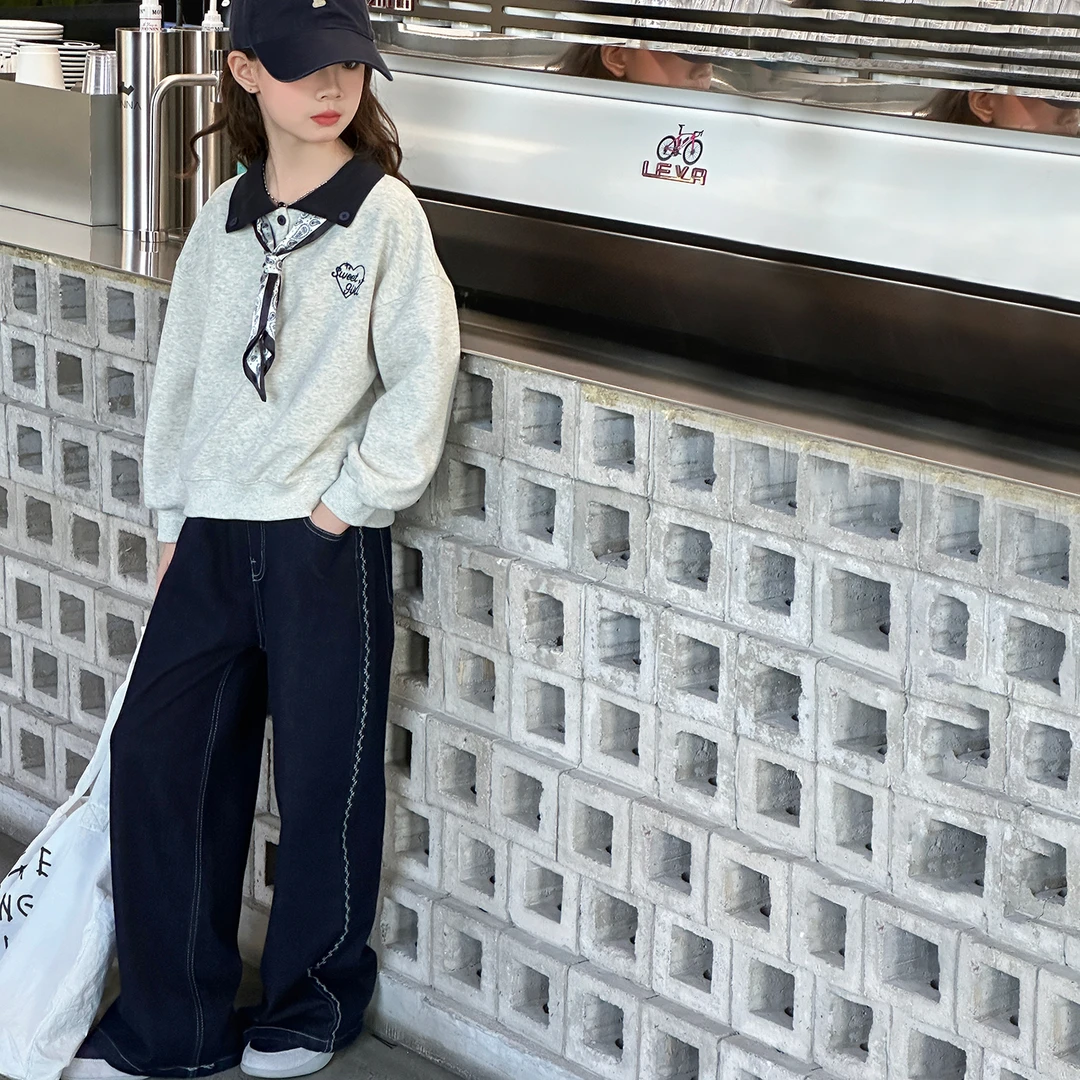 简约潮牌店铺儿童服装2025年新款衣服女童装秋装套装6-12岁高级感