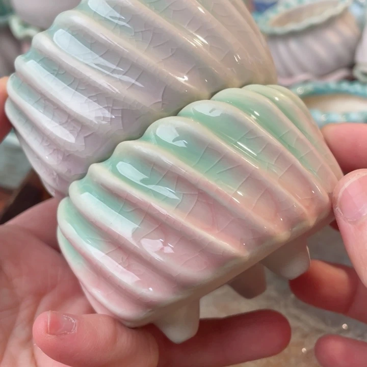 陶瓷8.*5 组合半手工花盆浮力