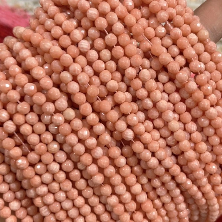 大理石非金属一条4mm切面粉豆豆圆珠