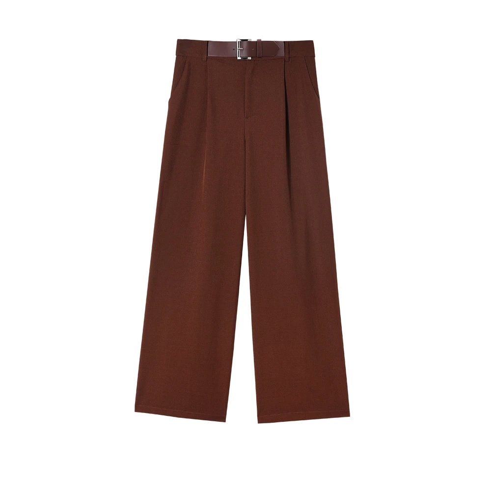 新款宽松垂感高腰显瘦窄版直筒长裤X27222