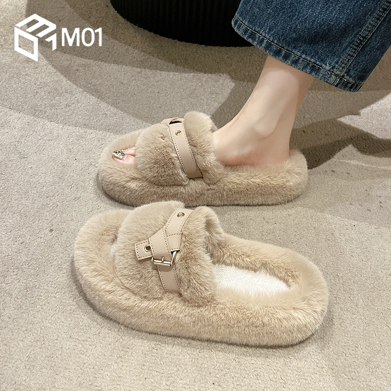 M01欧货毛毛拖鞋女外穿春秋冬室内居家网红超火大码厚底毛绒棉拖