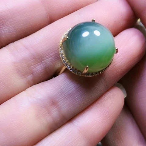 和田玉银S925镶嵌戒指