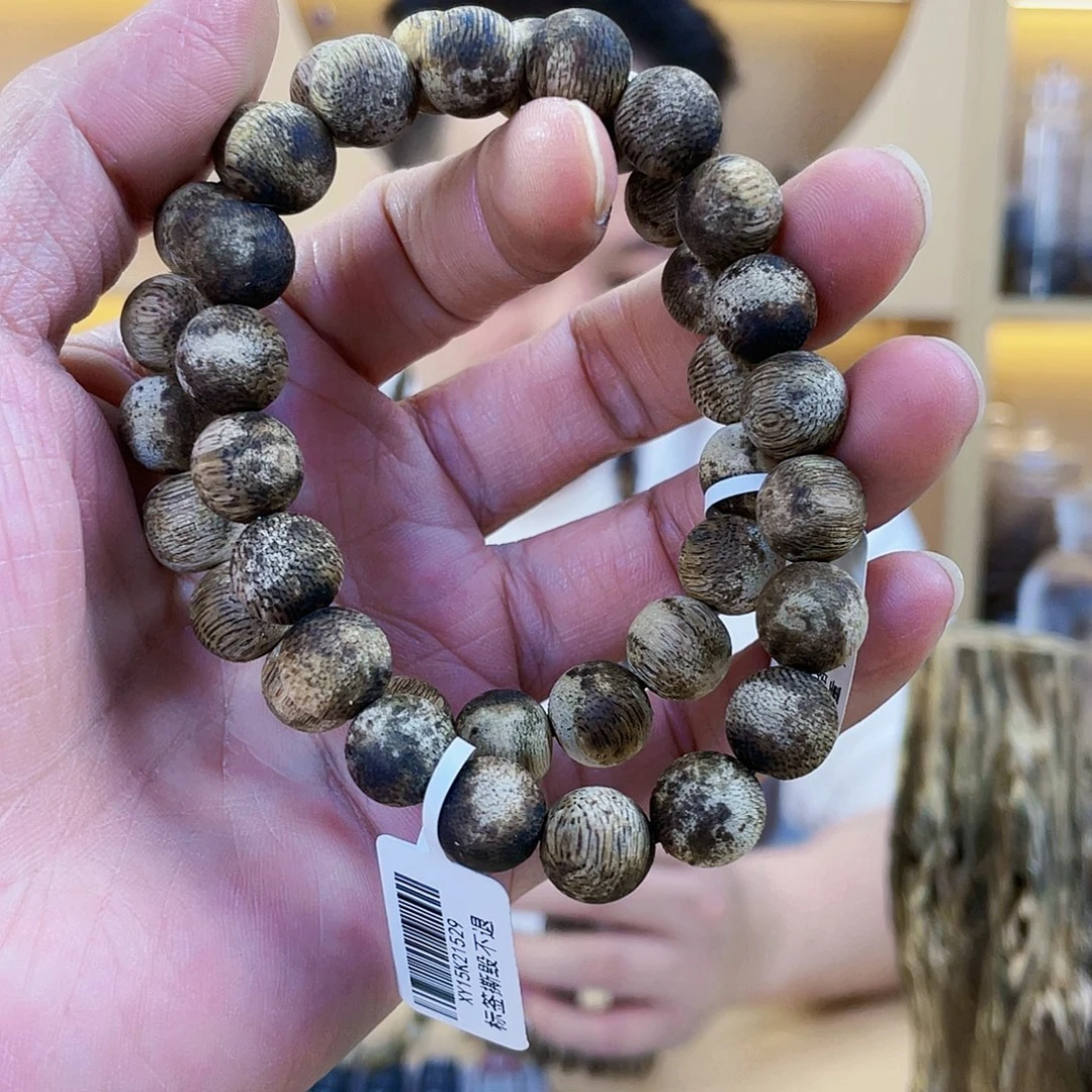 沉香碎屑沉香棋楠磨砂珠单圈1.0/6克+多样性发一