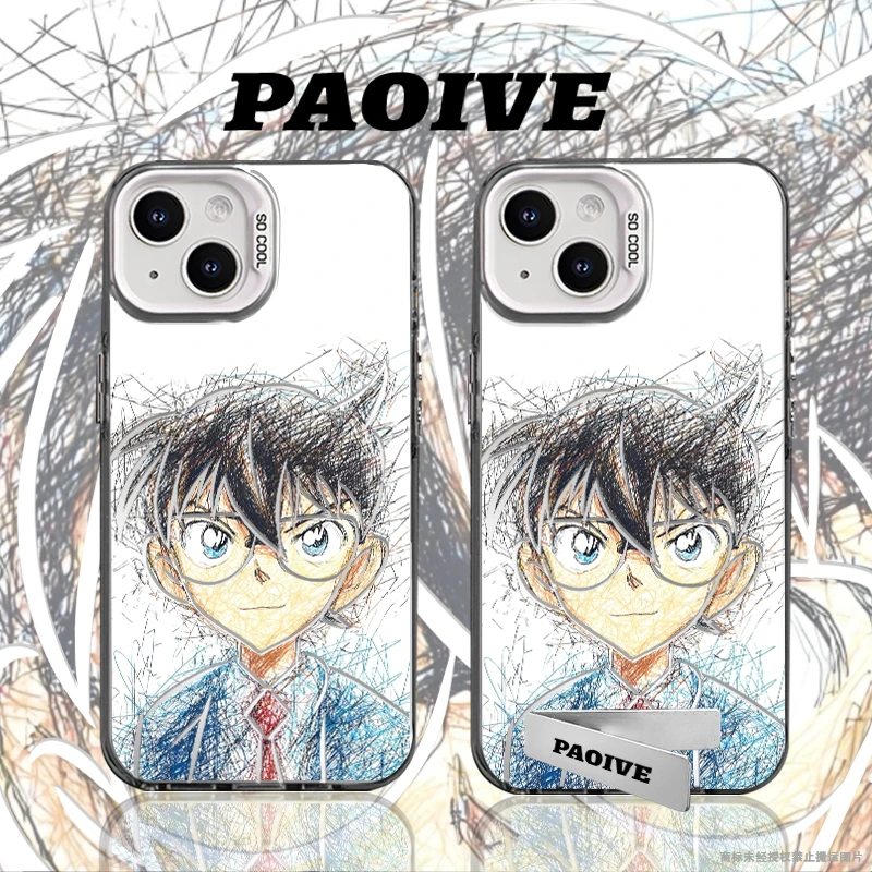 柯南适用苹果华为vivoiPhone小米三星防摔彩银手机壳