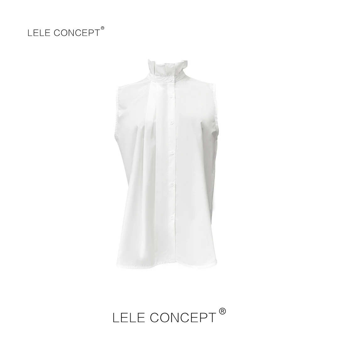 LELE CONCEPT丨【如一】法式轻奢款无袖菲领白衬衫S0884