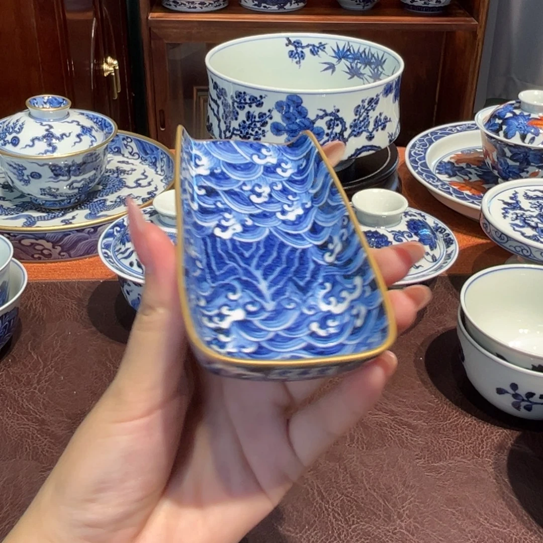 青花雯华堂手绘茶则