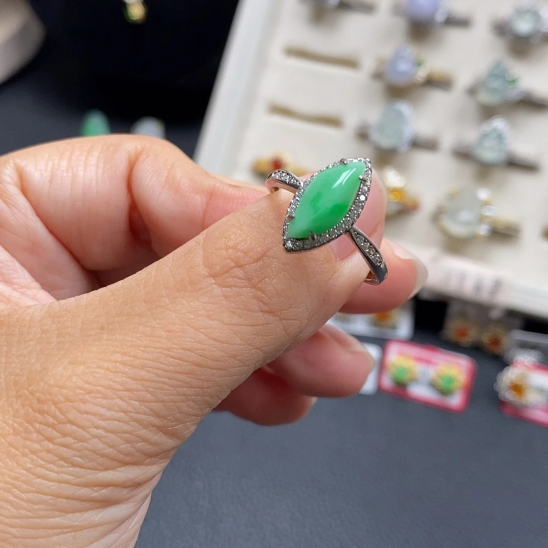 翡翠银S925镶嵌戒指