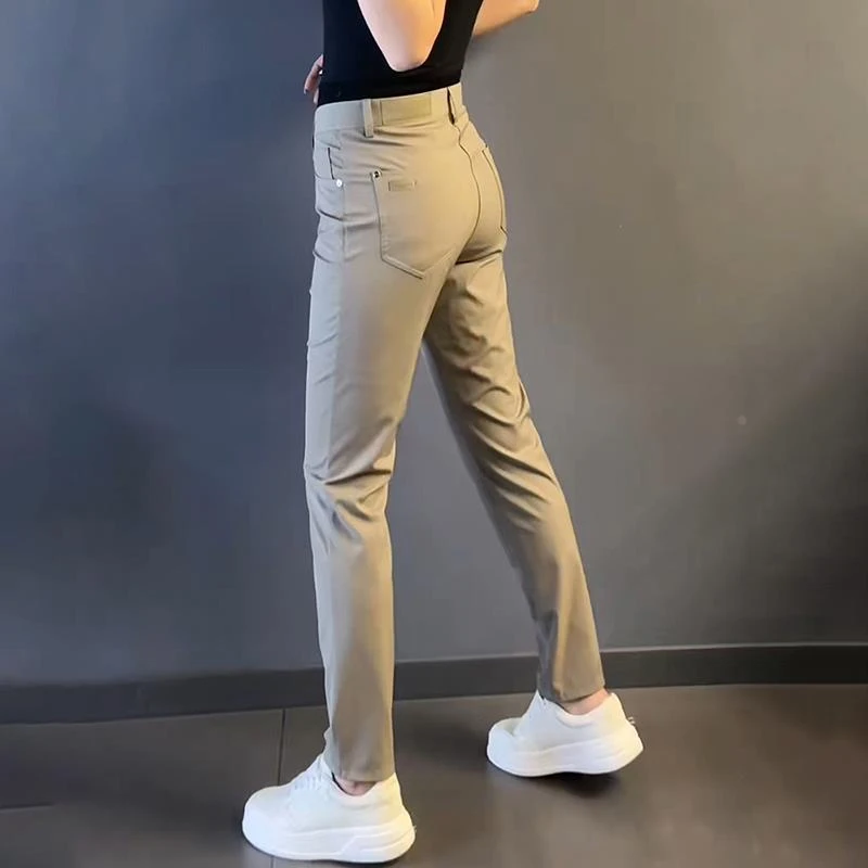 大码男装潮牌轻奢男士夏季新款时尚舒适透气高级感直筒休闲长裤子