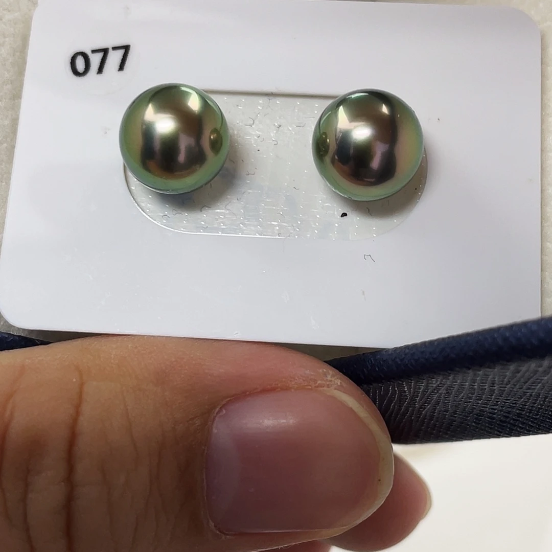 耳饰海水珍珠未镶嵌孔雀绿辣色10mm