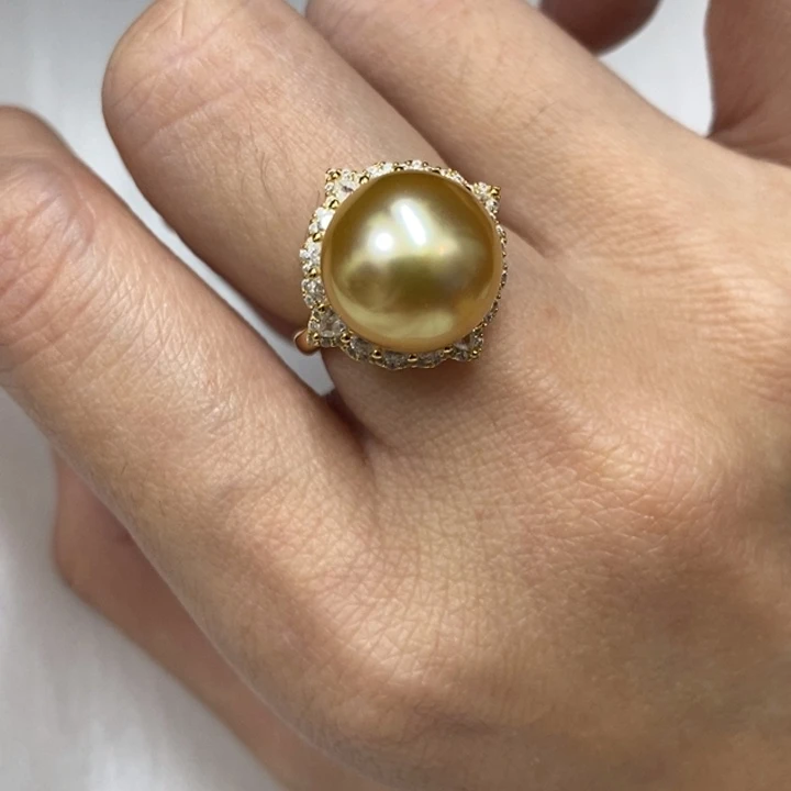 银S925镶嵌戒圈海水珍珠，不退换，链接16