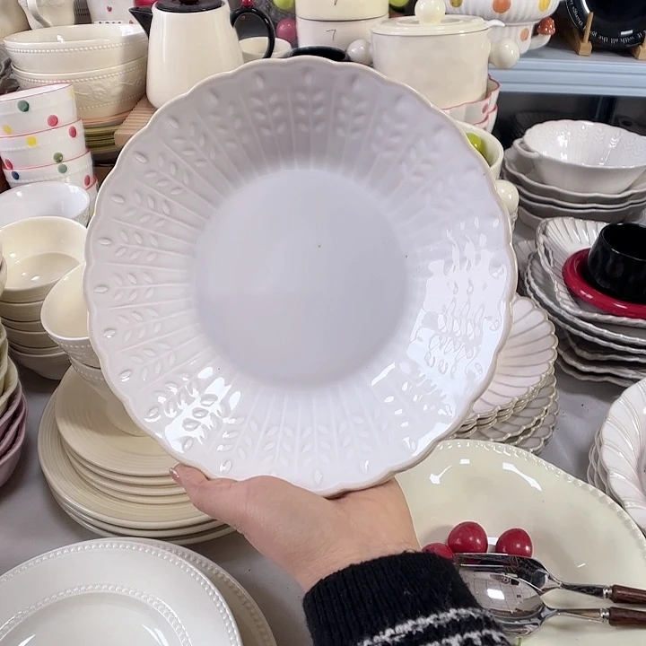 瓷片瑕疵特价陶瓷深盘3只