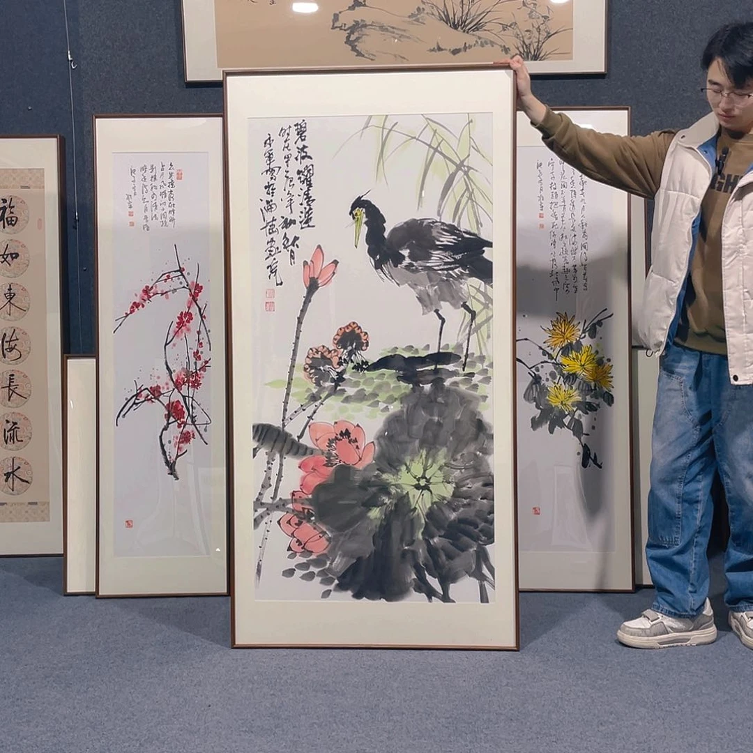 国画手绘作品带框